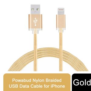FX Powabud Nylon Braided USB Data Cable for iPhone[Gold]